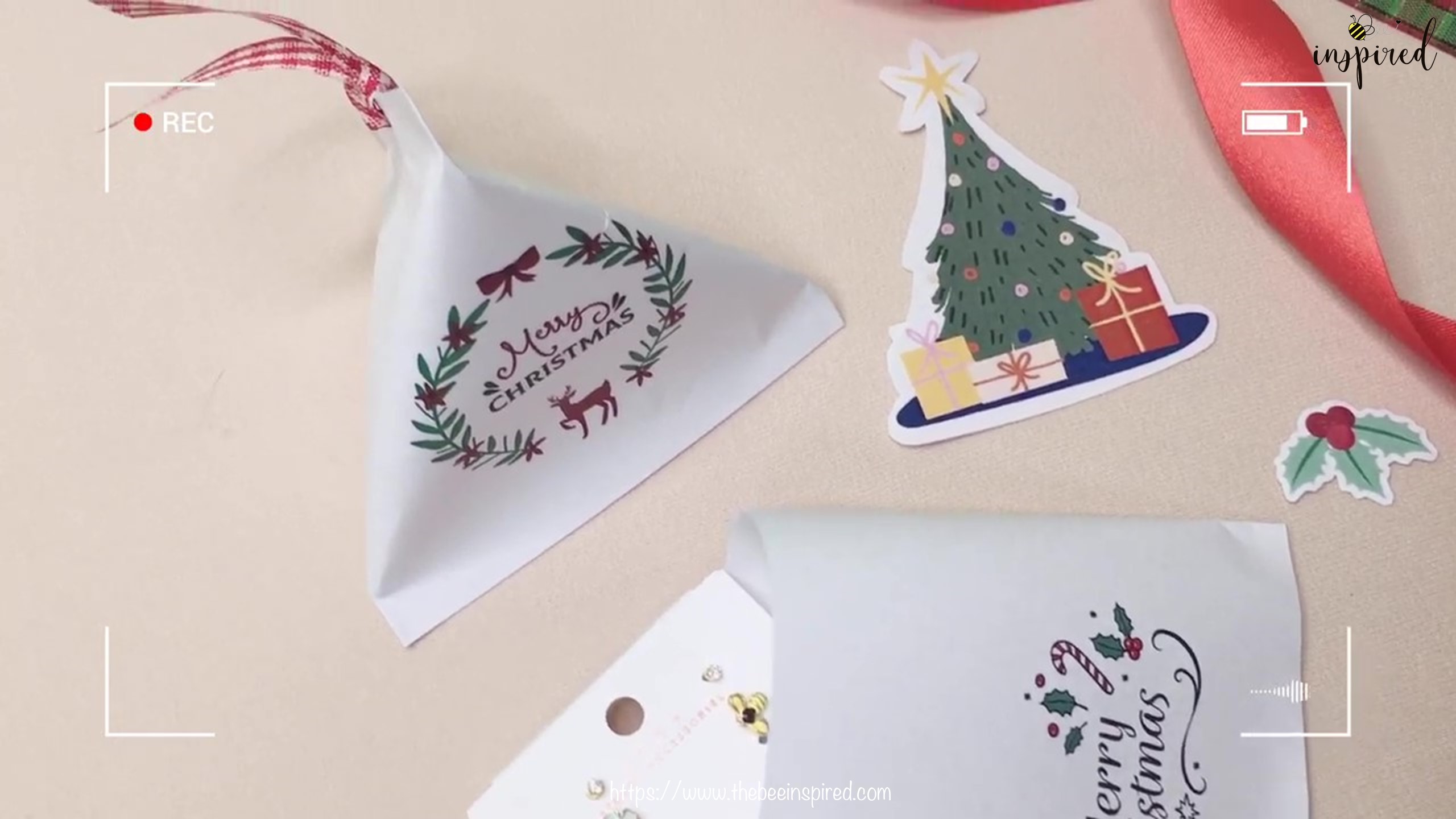 DIY วิธีทำถุงของขวัญวันวาเลนไทน์สามเหลี่ยม_ How to Wrap Gift in Triangle Shape for Valentine_14