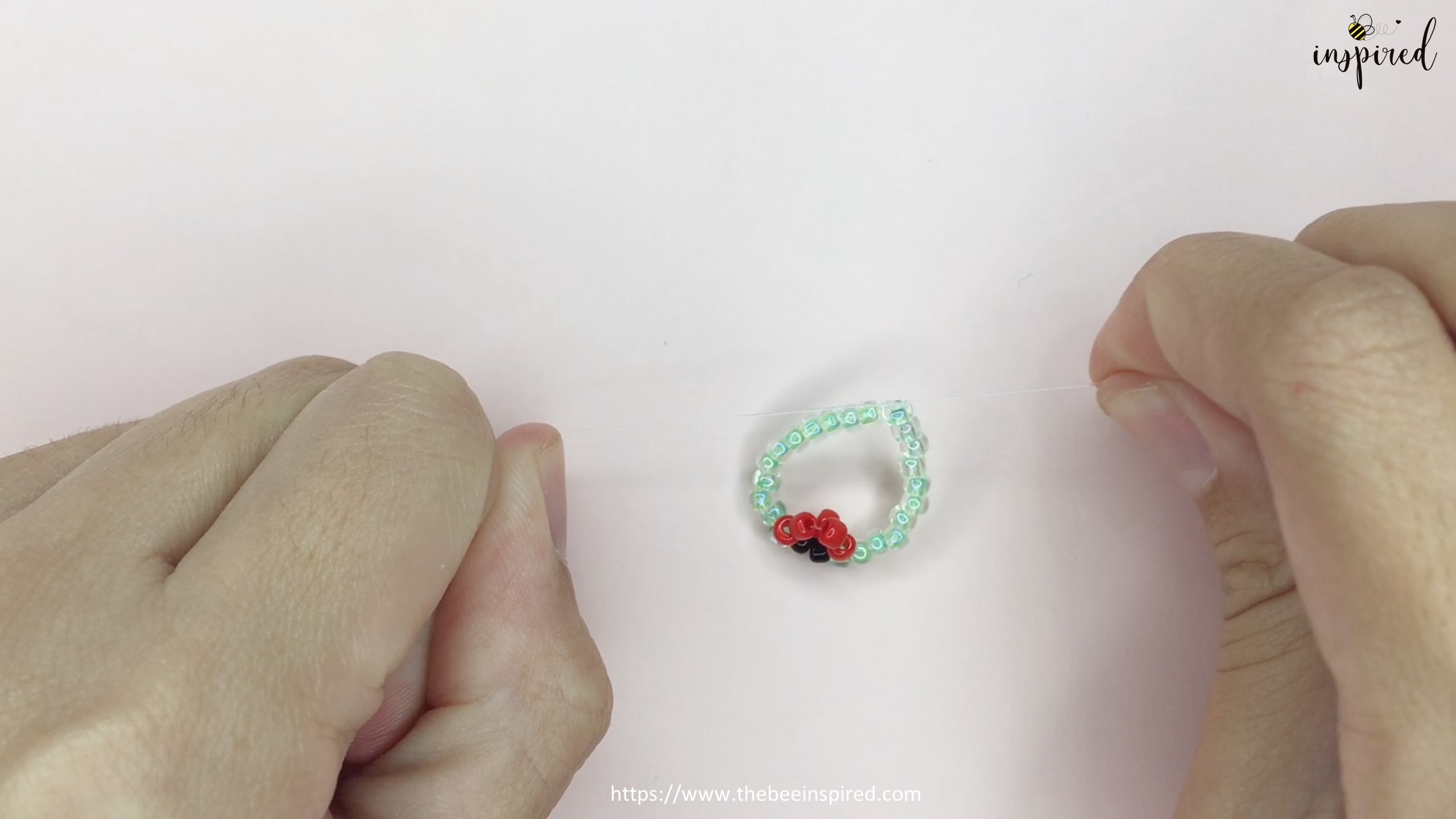 วิธีร้อยแหวนลูกปัดเต่าทอง ง่ายๆ สไตล์เกาหลี - How to Make Ladybug Beaded Ring_12