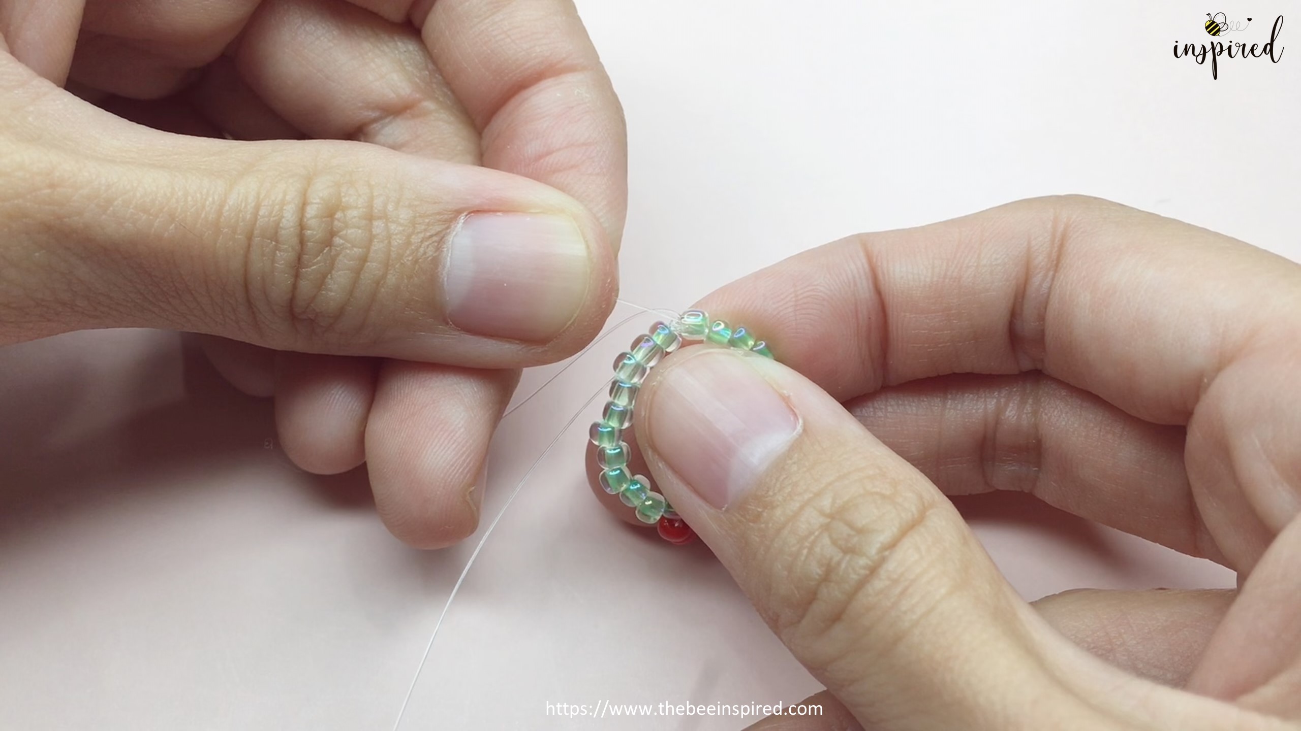 วิธีร้อยแหวนลูกปัดเต่าทอง ง่ายๆ สไตล์เกาหลี - How to Make Ladybug Beaded Ring_15