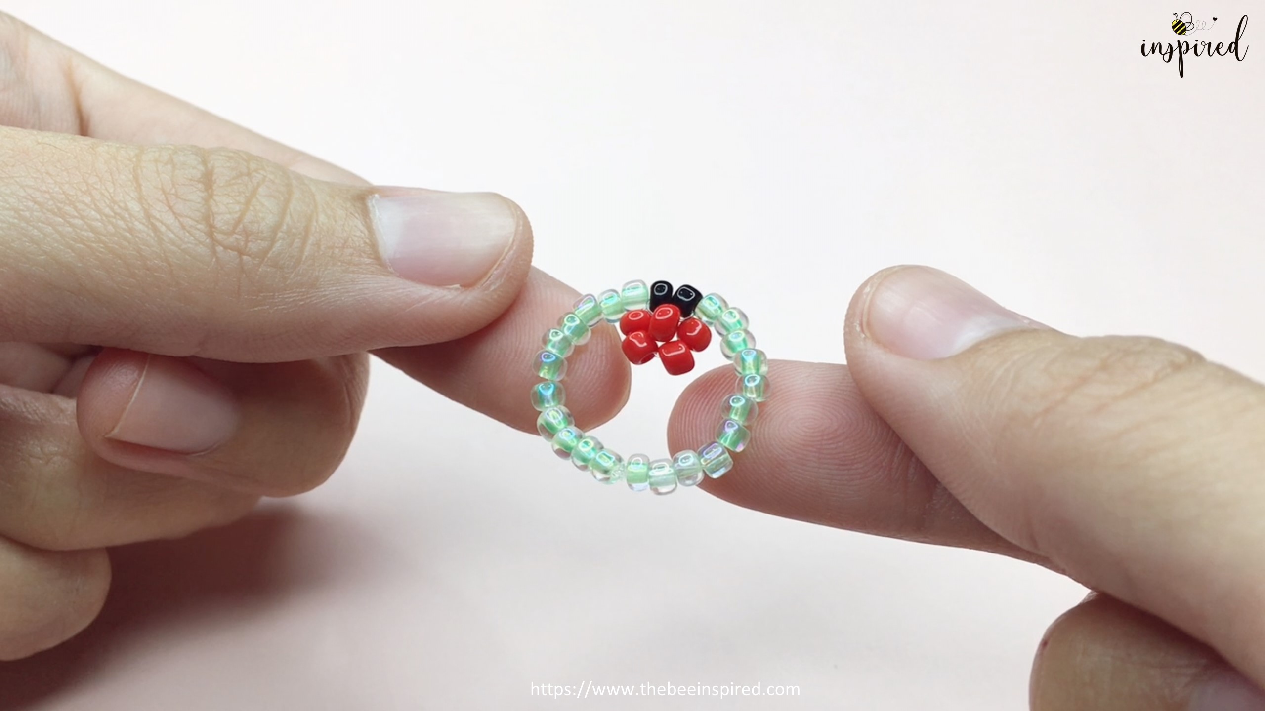 วิธีร้อยแหวนลูกปัดเต่าทอง ง่ายๆ สไตล์เกาหลี - How to Make Ladybug Beaded Ring_17