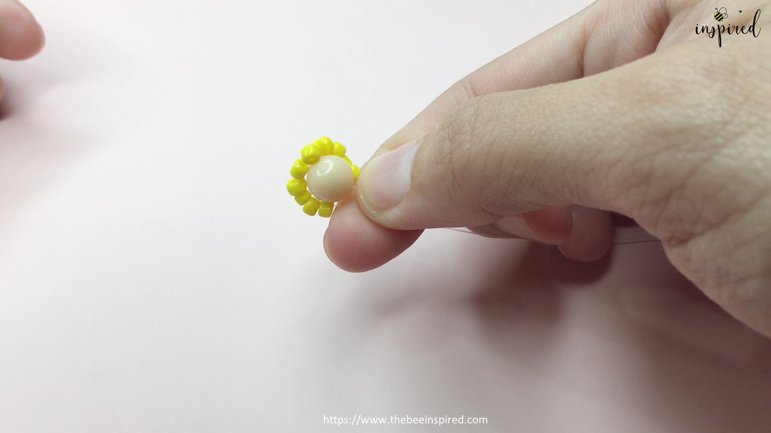 สอนร้อยแหวนลูกปัดดอกทานตะวัน ทำง่ายๆ สไตล์เกาหลี - How to Make Sunflower Beaded Ring_10