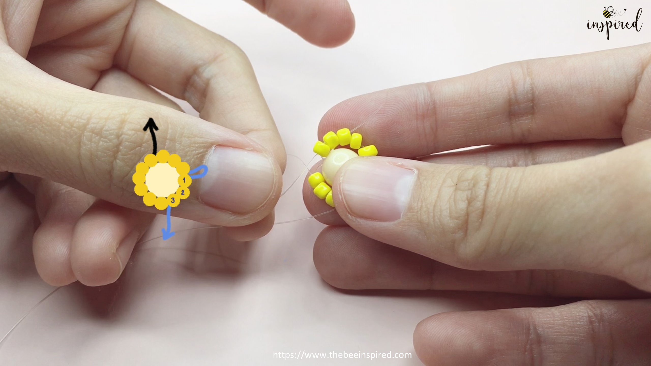 สอนร้อยแหวนลูกปัดดอกทานตะวัน ทำง่ายๆ สไตล์เกาหลี - How to Make Sunflower Beaded Ring_15
