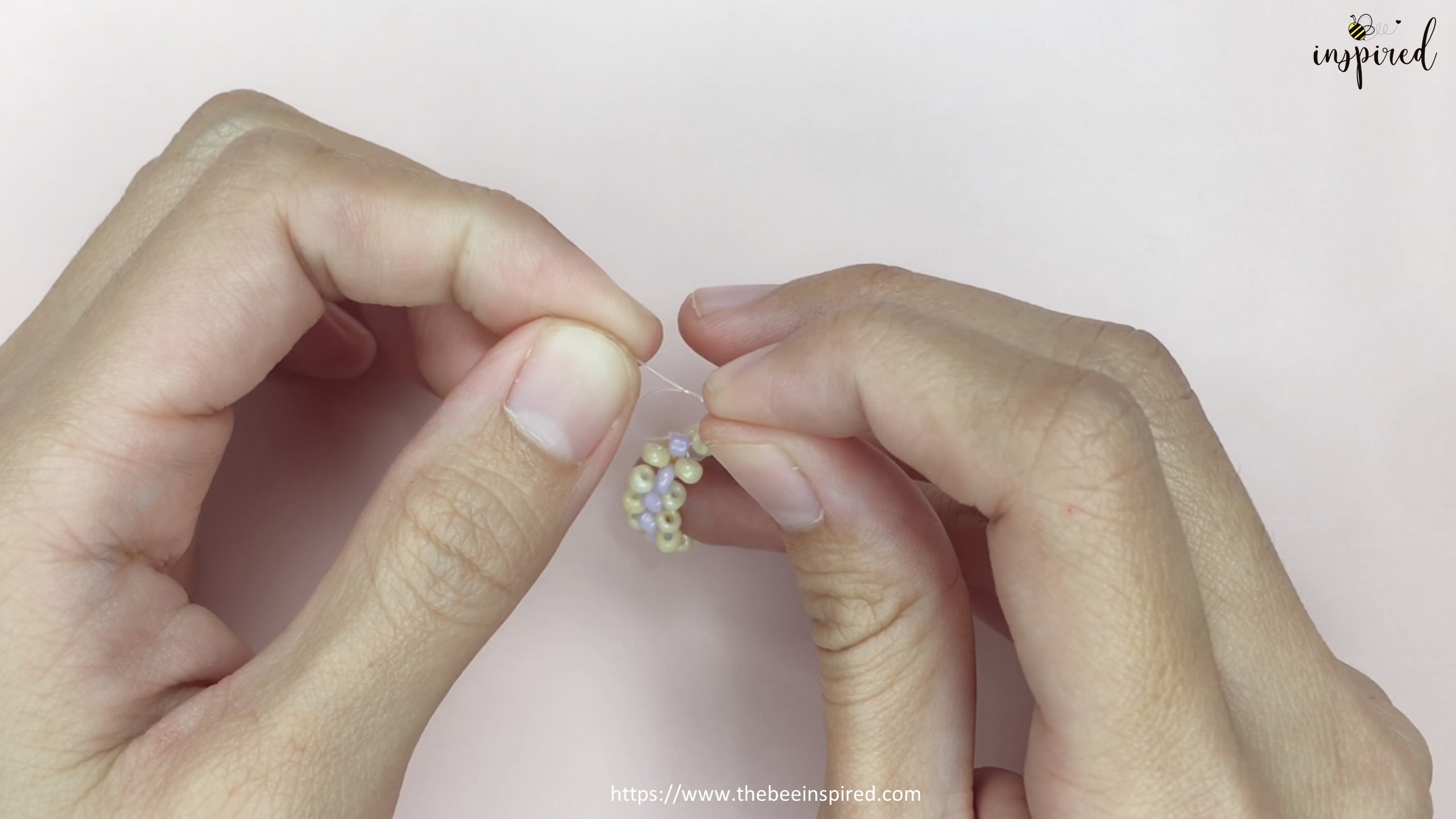 วิธีร้อยแหวนลูกปัดง่ายๆ สไตล์เกาหลี - How to Make Beaded Ring_18