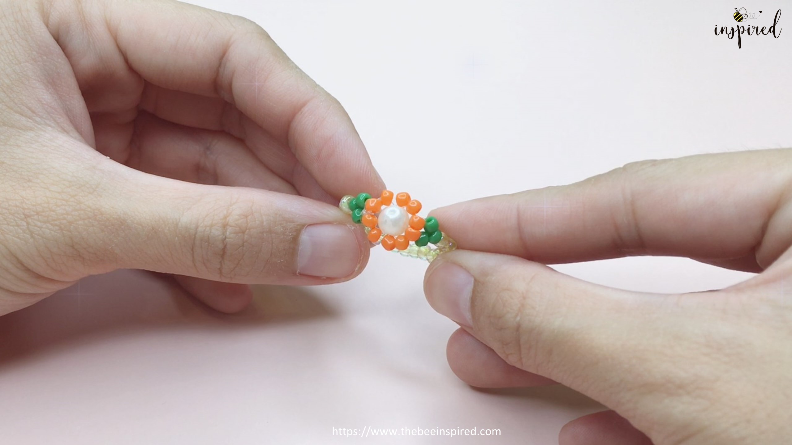 How to Make Sunflower with Leave Beaded Ring_24