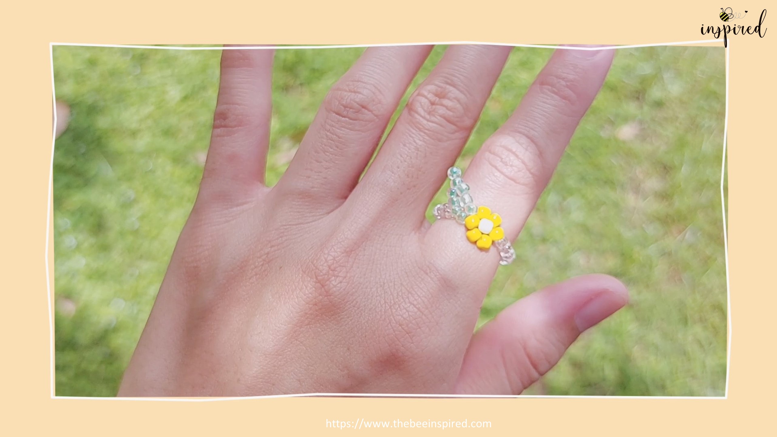 How to Make Daisy Flower with Leaf Beaded Ring_20