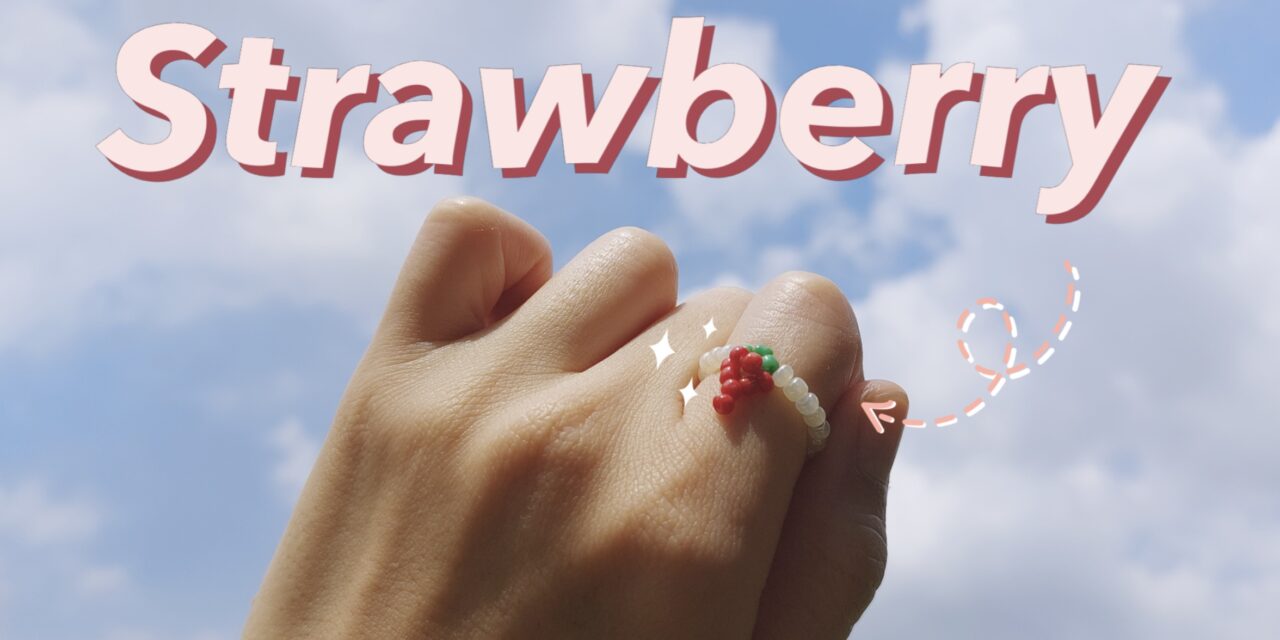 How to Make Strawberry Beaded Ring (Type 2): วิธีทำแหวนลูกปัดสตรอว์เบอร์รี่ง่ายๆ สไตล์เกาหลี🍓💍