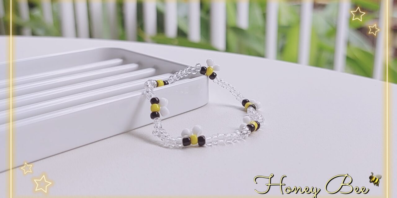 How to Make Bee Beaded Bracelet Jewelry : สอนร้อยกำไลลูกปัดน้องผึ้งง่ายๆ