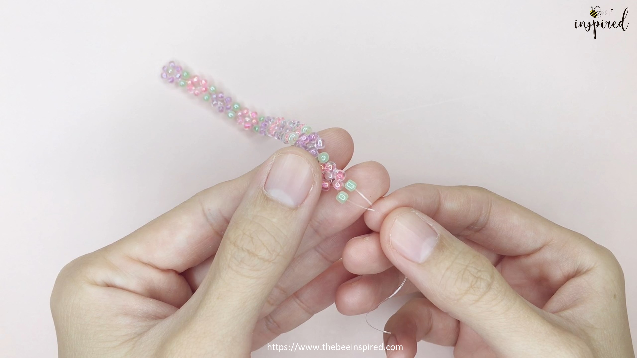 How to Make Daisy Flower _ Leave Beaded Bracelet Jewelry_22