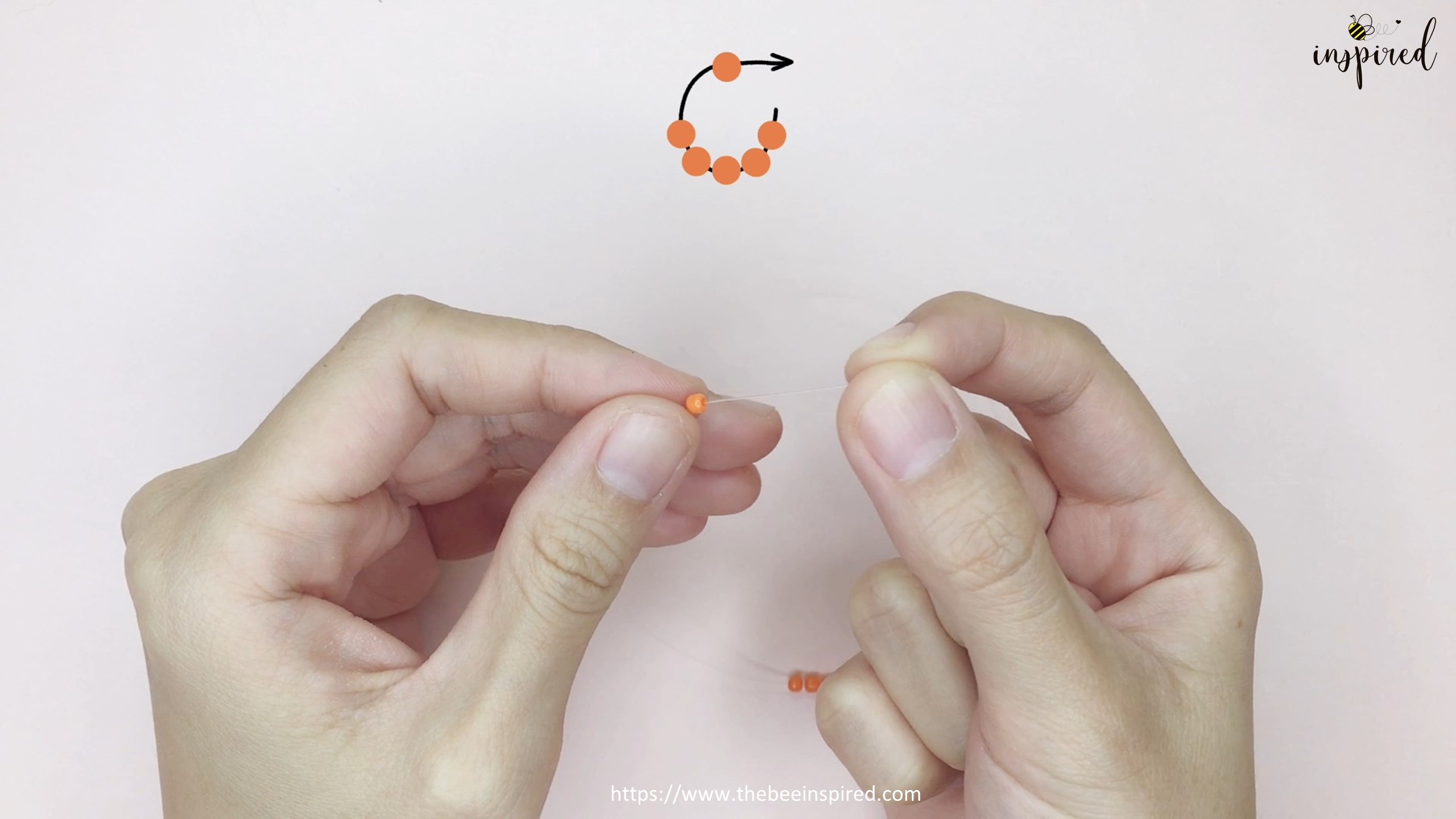 How to Make Orange Beaded Ring_1