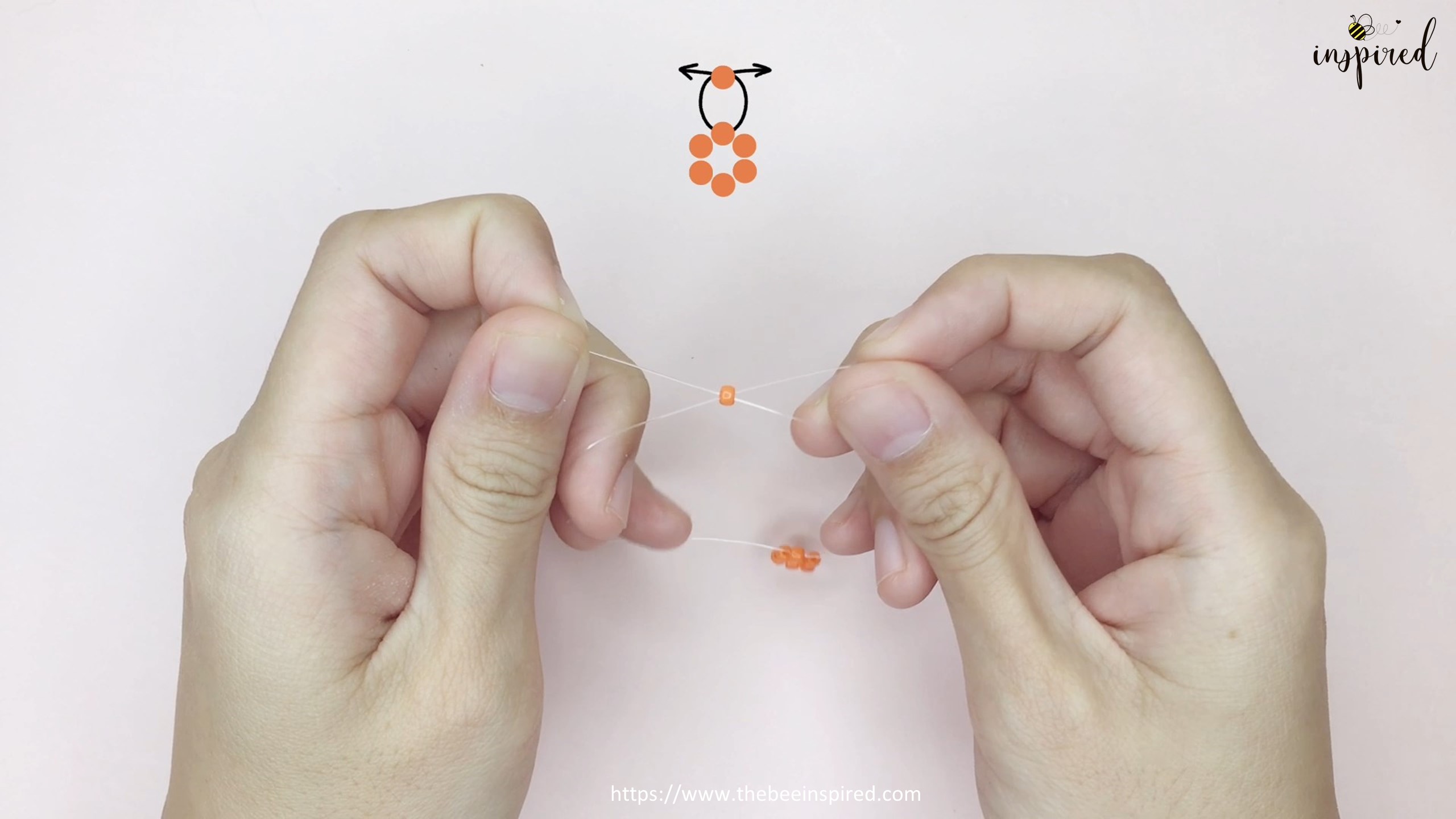 How to Make Orange Beaded Ring_4