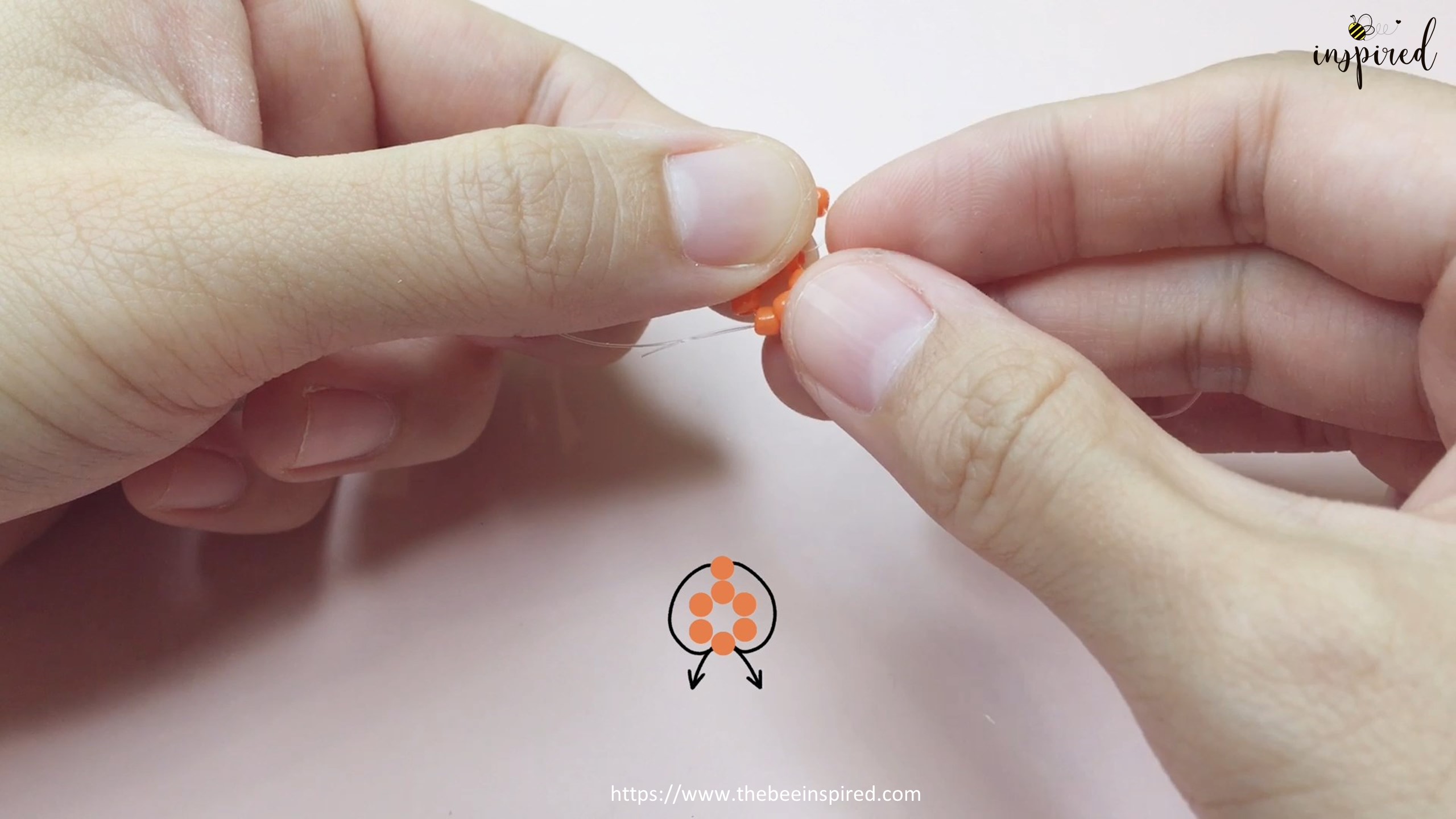 How to Make Orange Beaded Ring_7
