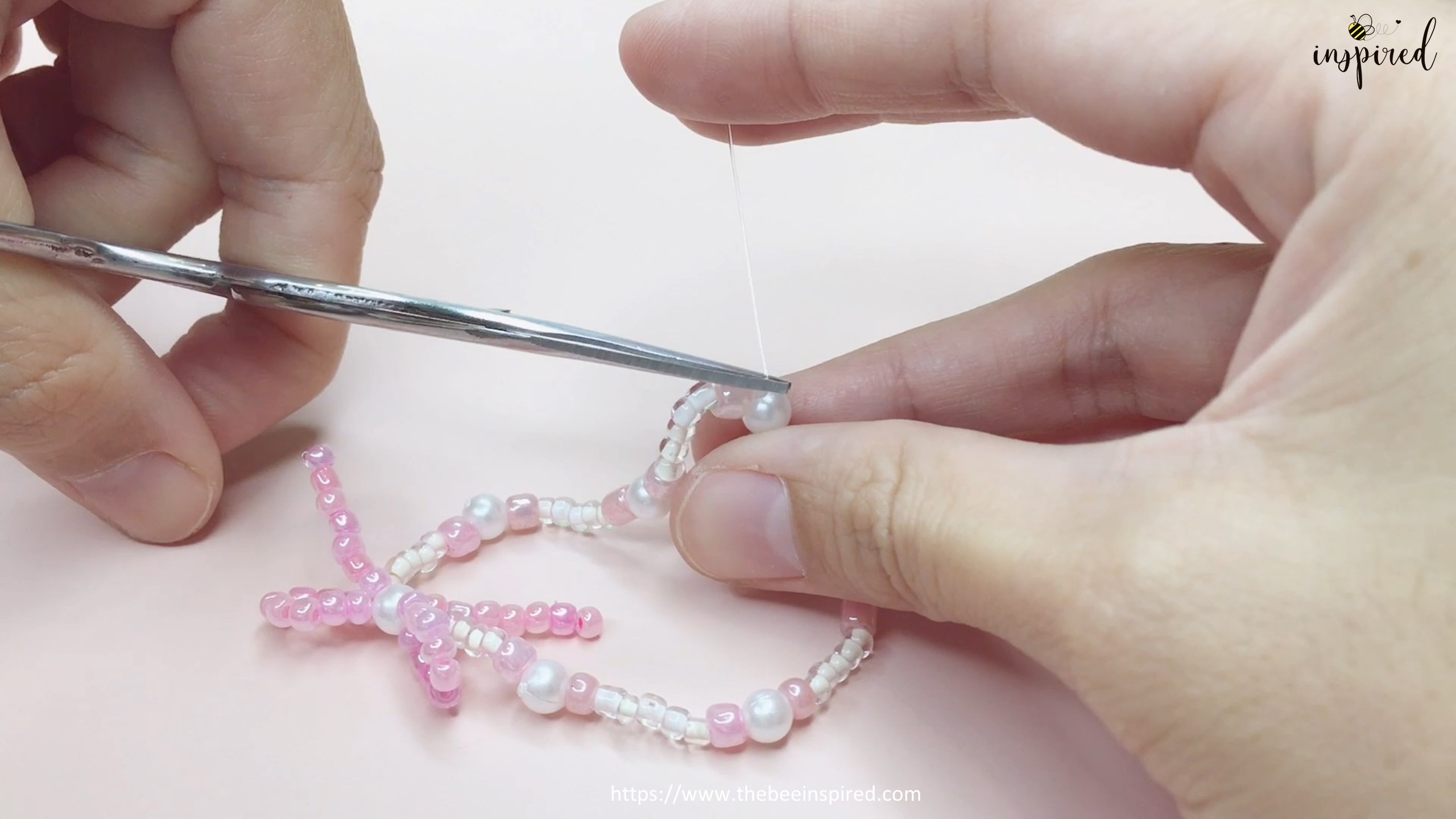 How to Make Bowknot Ribbon Beaded Bracelet_20