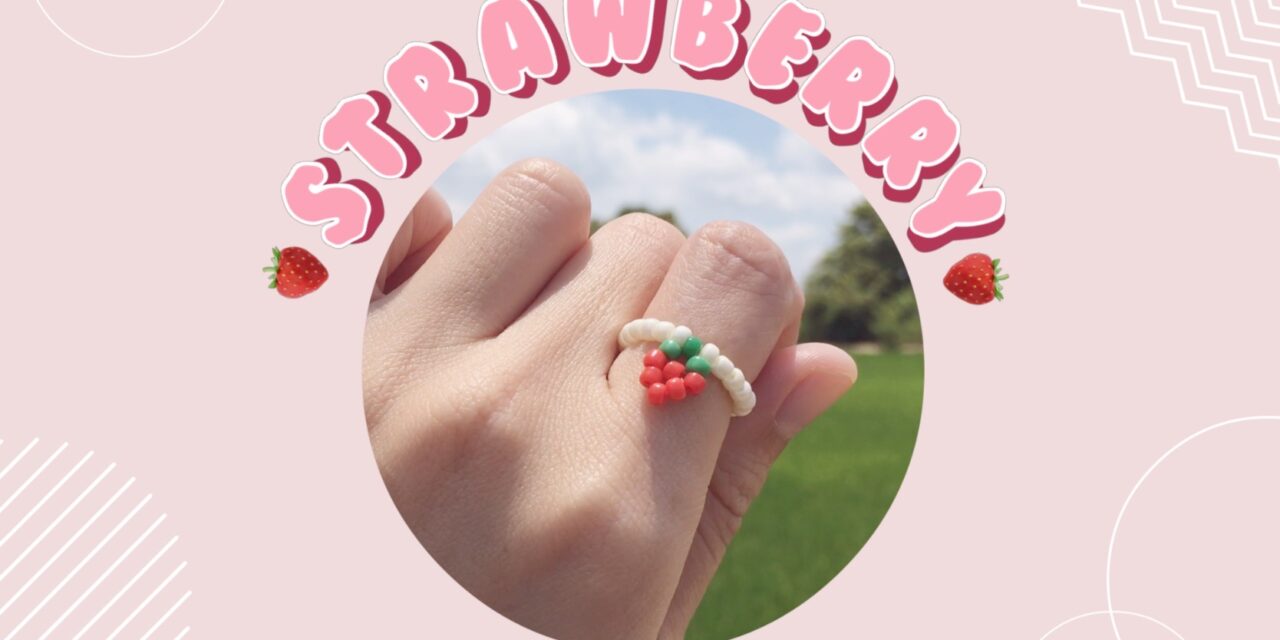 How to Make Strawberry Beaded Ring : วิธีทำแหวนลูกปัดสตรอว์เบอร์รี่ง่ายๆ 🍓💍
