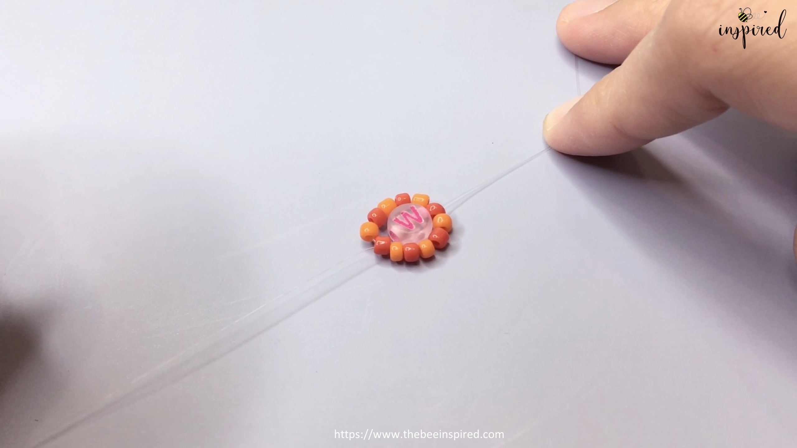 How to Make Flower Letter Beaded Ring_6